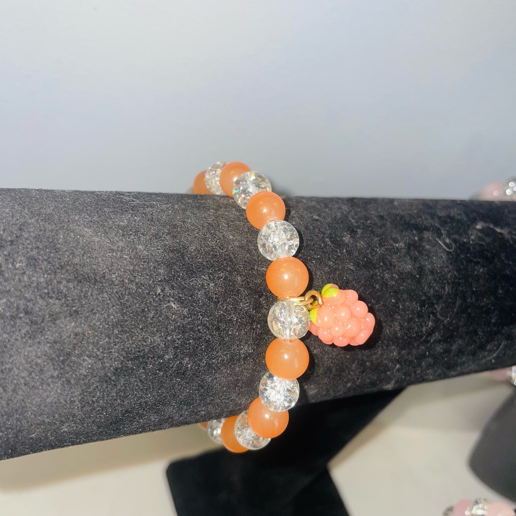 Handmade PinkOrange Berry Beaded Bracelet 25$